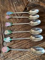 Vintage Emaile Theelepels met Bloemen, Antiek en Kunst, Ophalen of Verzenden