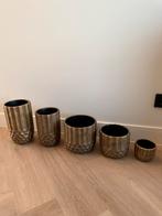Set van 5 potten goud kleurig, Ophalen of Verzenden, Zo goed als nieuw