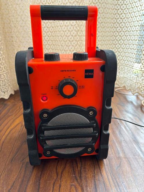 HEMA AM/FM Radio - Oranje/Zwart, Audio, Tv en Foto, Radio's, Gebruikt, Radio, Ophalen of Verzenden