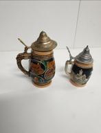 1495) twee keramiek bierpullen met tinnen deksel, Antiek en Kunst, Ophalen of Verzenden