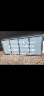 Houten Kozijn met Melkglas - 110x260cm, Doe-het-zelf en Verbouw, Kozijnen en Schuifpuien, Ophalen of Verzenden