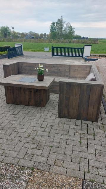 Steigerhouten hoekbank, loungebank, maatwerk tuinbank  beschikbaar voor biedingen
