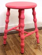 Een roze krukje van hout, Verzenden, Zo goed als nieuw, Hout