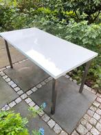 Ikea linnmon tafel. Hoogglans wit, RVS poten., Ophalen, Gebruikt, 200 cm of meer, 50 tot 100 cm
