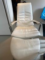 Witte Lederen Fauteuil met Voetenbank Sitting Vision, Huis en Inrichting, Fauteuils, Ophalen, Zo goed als nieuw, Metaal, 75 tot 100 cm
