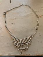 Vintage antieke oud zilverkleurig strass ketting rhinestones, Ophalen of Verzenden, Overige materialen, Ketting