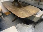 Salontafel deens ovaal 130x70 noten hout matrix poot, Ophalen, 100 tot 150 cm, Nieuw, 50 tot 100 cm