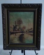 Heel oud schilderij molen gesigneerd, Antiek en Kunst, Ophalen of Verzenden