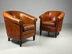 Set van 2 schapenleren clubfauteuils, Ophalen, Zo goed als nieuw, 75 tot 100 cm