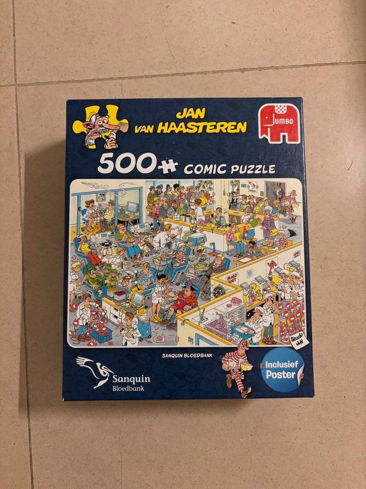 JumboJan van Haasteren Puzzel - 500 st Sanquin Bloedbank!, Hobby en Vrije tijd, Denksport en Puzzels, Zo goed als nieuw, Legpuzzel