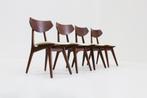 Set van 4 Vintage Mid Century eetkamer stoelen 1960s, Huis en Inrichting, Stoelen, Ophalen, Gebruikt, Bruin, Vintage