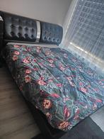 Kunstleer bed, Ophalen, Gebruikt, Zwart, Tweepersoons