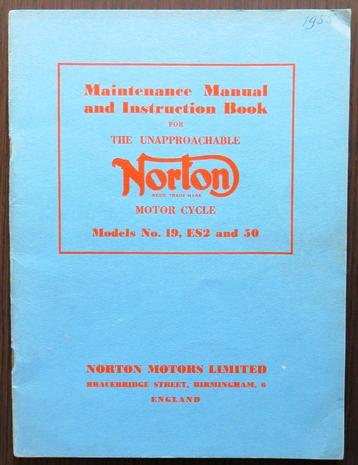 Originele Norton 19, ES2 & 50 Maintenance Manual - 1955