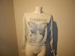 Ganni sweater lichte tint zilver glitter vlinder en merk M, Kleding | Dames, Truien en Vesten, Maat 38/40 (M), Overige kleuren