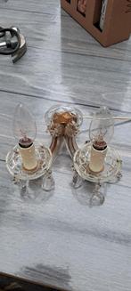 Antieke Kristallen Muurlamp, Ophalen of Verzenden, Gebruikt, Glas, Antiek