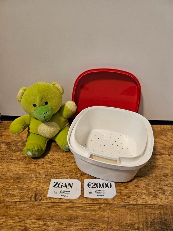 Tupperware zgan serveerwonder wit rood, Huis en Inrichting, Keuken | Tupperware, Zo goed als nieuw, Bak of Kom, Wit, Rood, Ophalen of Verzenden
