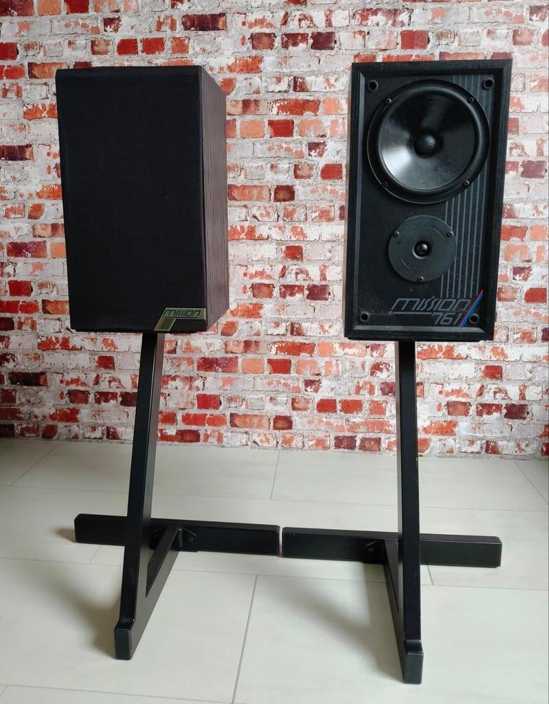 Mission 761 Luidsprekers met Stands, Gebruikt, 60 tot 120 watt, Front, Rear of Stereo speakers, Ophalen