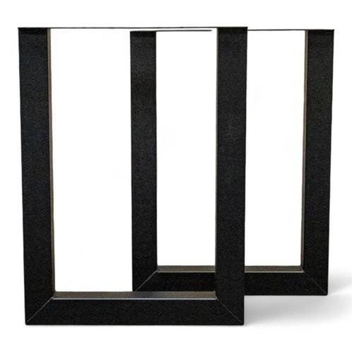 Set van twee zwarte metalen u-bartafelpoten van 87cm hoog, Huis en Inrichting, Tafelonderdelen, Nieuw, Tafelpoot, 50 tot 100 cm