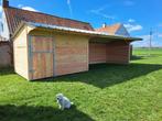 Paardenstal 3x4 + Schuilstal 3x6 in massief Douglashout., Weidegang, 2 of 3 paarden of pony's