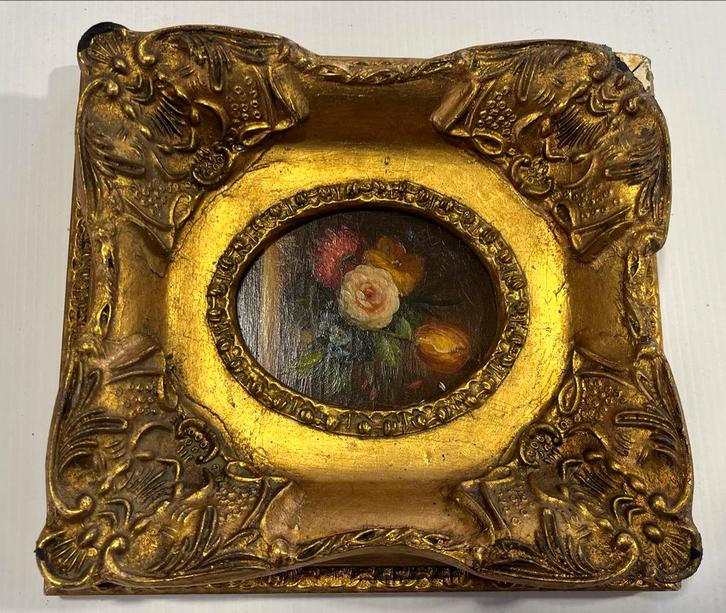 Klassieke Schilderijtjes in Vergulde Lijsten - Set van Twee, Antiek en Kunst, Kunst | Schilderijen | Klassiek, Ophalen of Verzenden
