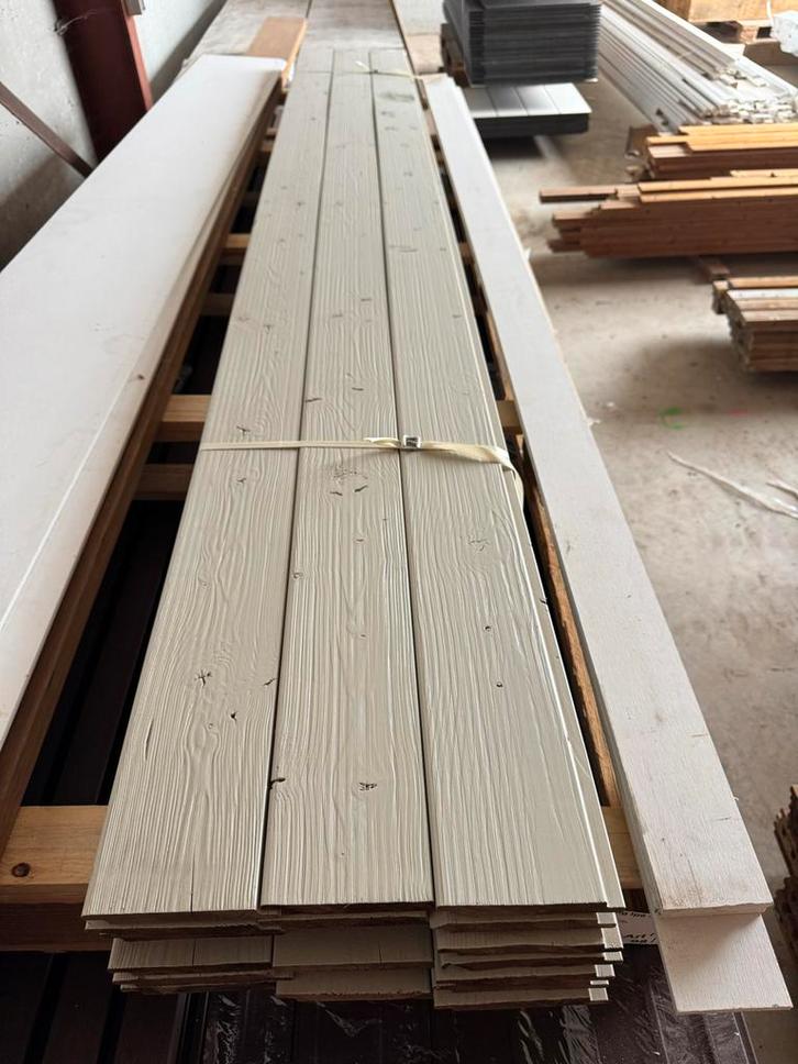 Vuren Channel Siding, Lichtgrijs Gelakt, 3m - 8,5m2, Doe-het-zelf en Verbouw, Hout en Planken, Nieuw, Plank, Vuren, 300 cm of meer