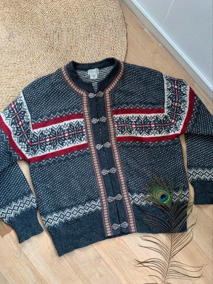 Shetland wool cardigan XL bohemian wollen vest, Kleding | Dames, Truien en Vesten, Zo goed als nieuw, Maat 46/48 (XL) of groter