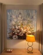 Groot modern bloemen schilderij doek 1.60x1.60 mtr, Ophalen