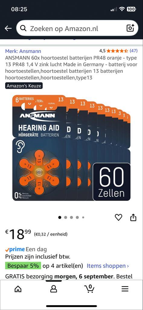 ANSMANN 60x Hoortoestel Batterijen PR48 - Type 13, Audio, Tv en Foto, Accu's en Batterijen, Nieuw, Ophalen of Verzenden