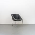 4x Leolux Mobius Stoel Antraciet/Zwart Leer - Chroom, Huis en Inrichting, Ophalen of Verzenden, Zo goed als nieuw, Overige kleuren