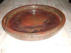 Prachtige ronde aardewerk schaal 47 cm glazuur bruin groen., Antiek en Kunst, Antiek | Keramiek en Aardewerk, Ophalen of Verzenden