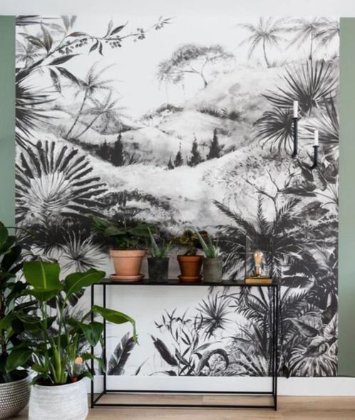Eijffinger Behang Tropical L Charcoal, Huis en Inrichting, Stoffering | Behang, Wit, Zwart, minder dan 10 m², Ophalen of Verzenden