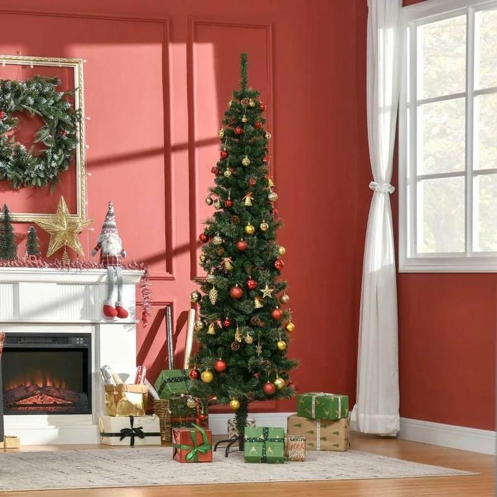 Kunstkerstboom, Slank met Dennenappels (NIEUW), Diversen, Kerst, Nieuw, Ophalen of Verzenden