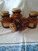 4x Bruine Apothekers potten met kurk deksel, Ophalen of Verzenden, Huis en Inrichting