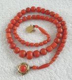 Antiek Vintage Bloedkoraal ketting., Sieraden, Tassen en Uiterlijk, Ophalen of Verzenden, Zilver, Ketting, Met edelsteen