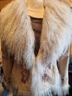 Afghaans bohemian vintage jasje met borduursels en real fur, Gedragen, Maat 38/40 (M), Ophalen of Verzenden, Bruin