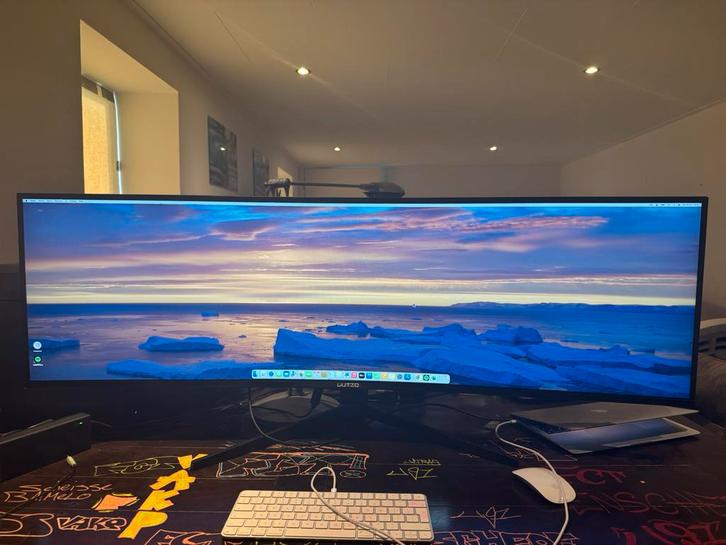 49” monitor scherm Dutzo, Computers en Software, Monitoren, Zo goed als nieuw, 61 t/m 100 Hz, USB-C, Curved, IPS, Ophalen of Verzenden