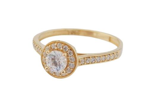 Mooie 14 karaat Gouden Entourage Ring - Damesring edelstenen, Sieraden, Tassen en Uiterlijk, Ringen, Nieuw, Dame, 17 tot 18, Goud