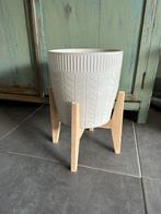 HK Living Japandi stijl bloempot op potjes houten onderstel, Ophalen, Rond, Binnen, Zo goed als nieuw