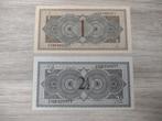 Setje vrijwel UNC biljetten 1 en 2,5 gulden 1949, muntbiljet, Ophalen of Verzenden