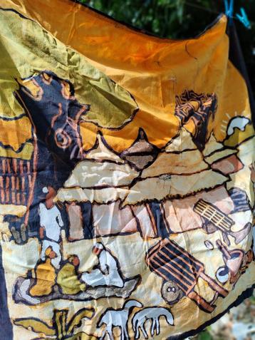 Afrikaanse hand batik kleed, lap voor wand, kussenhoes beschikbaar voor biedingen
