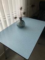 Vintage formica tafel/eettafel (blauw/grijs) L60xB90xH75cm, Huis en Inrichting, Tafels | Eettafels, Ophalen, 50 tot 100 cm, 50 tot 100 cm