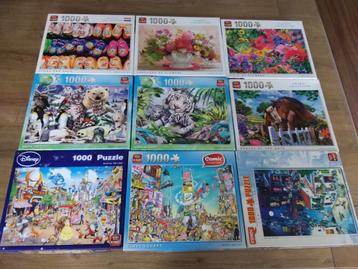 9 Puzzels van 1000 stuks  beschikbaar voor biedingen