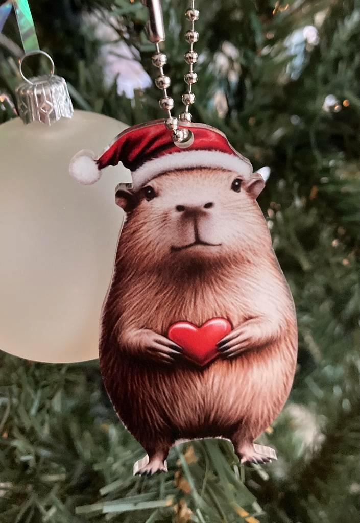 Tashanger sleutelhanger capibara kerstmuts. verschillende., Diversen, Kerst, Nieuw, Ophalen of Verzenden