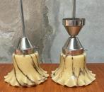 Art Deco Lampen Set - Gemarmerd Glas, Huis en Inrichting, Ophalen of Verzenden, Gebruikt, Glas, 50 tot 75 cm