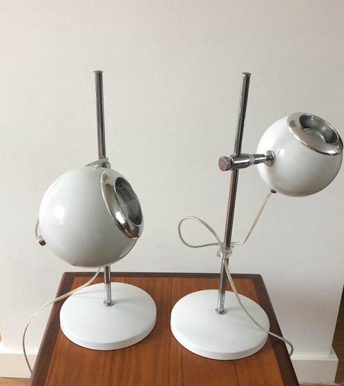 2 X W.K.Wu Vintage Eyeball tafellamp / bureaulamp, Huis en Inrichting, Lampen | Tafellampen, Zo goed als nieuw, Minder dan 50 cm