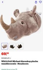 Pluche muurkop neushoorn, Kinderen en Baby's, Kinderkamer | Inrichting en Decoratie, Ophalen of Verzenden, Zo goed als nieuw, Wanddecoratie