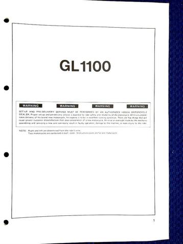 Honda GL1100 1980 Set-up Instructions beschikbaar voor biedingen