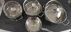 Tefal inductie kookpannen set, Huis en Inrichting, Keuken | Potten en Pannen, Inductieplaat, Zo goed als nieuw, Rvs, Ophalen