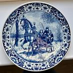 Delfts Blauw bord Paard voor arrenslee, Antiek en Kunst, Antiek | Wandborden en Tegels, Ophalen