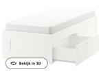 Ikea Brimnes bedframe met opberglades & lattenbodem, Huis en Inrichting, Slaapkamer | Bedden, 90 cm, Eenpersoons, Wit, Zo goed als nieuw